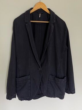 Free People Oversized Charcoal Gray
Boyfriend Relaxed Linen Blend Blazer Sz
S